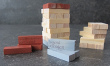 eine Vorschau des Turms aus Holzklötzchen