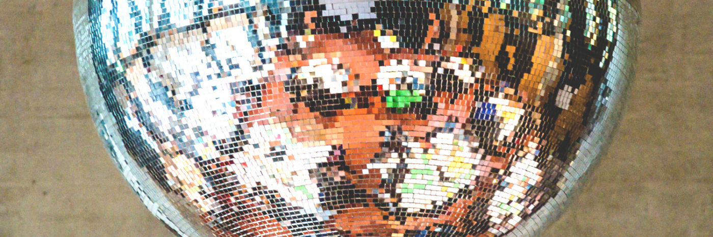 in einer Discokugeln spiegeln sich die Vertreter*innen der Jugendverbände bei einer Vollversammlung